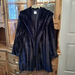 Slinky Brand Black Faux Fur Coat